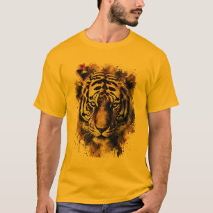 Camiseta Rosto de Tigre Laranja Moderno