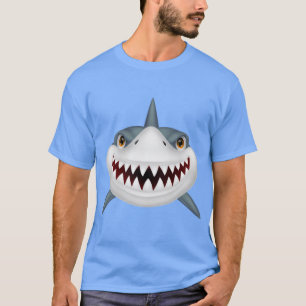 Camiseta Rosto de Tubarão Assustador Animado