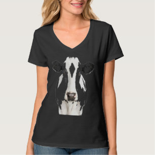 Camiseta Rosto De Vaca Arte Preta E Branco