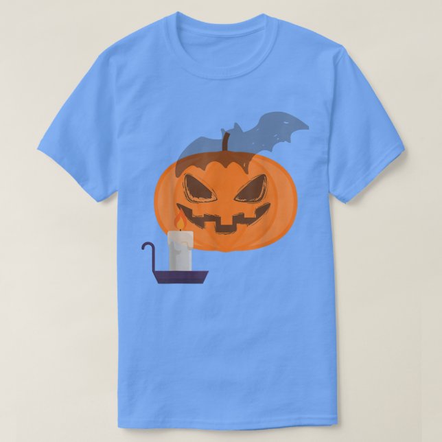Camiseta Rosto disfarçado de abóbora do Halloween (Frente do Design)