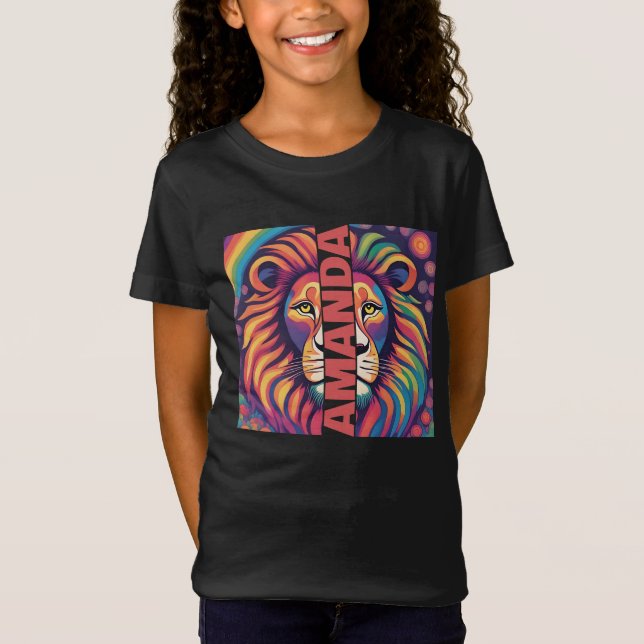 Camiseta Rosto do arco-íris colorido de animais selvagens (Frente)