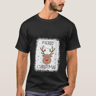 Camiseta Rosto do Rena Rudolph Vermelho Descolorido Feminin