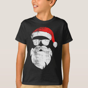 Camiseta Rosto engraçado de Papai Noel hipster com chapéu b