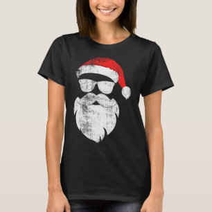 Camiseta Rosto engraçado de Papai Noel hipster com chapéu b