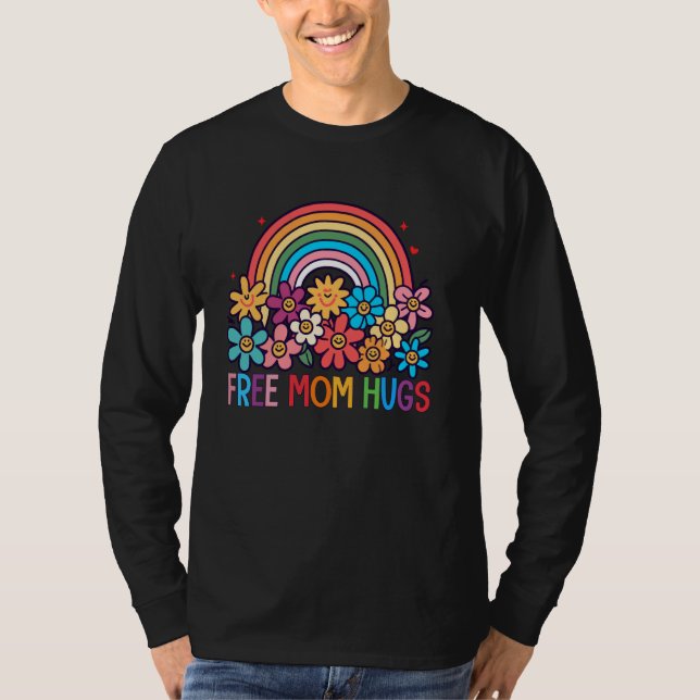 Camiseta Rosto Engraçado Sem Abraços Mãe, Orgulho gay Arco- (Frente)