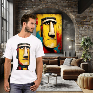 Camiseta Rosto Expressionista Abstrato Simbólico Moderno