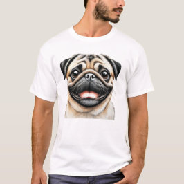 Camiseta Rosto Feliz de Pug Cachorro
