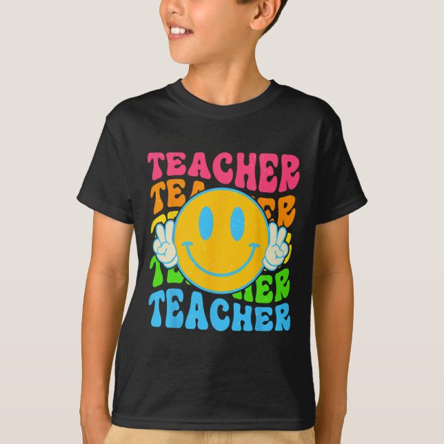 Camiseta Rosto Feliz do Professor Retro - Escola Elementar (Frente)