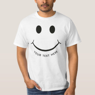 Camiseta Rosto Feliz Engraçado Adicionar Seu Texto