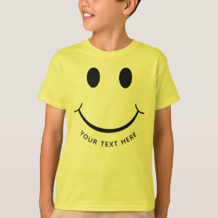 Camiseta Rosto Feliz Engraçado, Adicione Seu Texto Claro