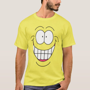 Camiseta Rosto Feliz Grande Sorriso Gráficos Malucos
