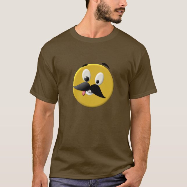 Camiseta Rosto Feliz Idiota com bigode (Frente)