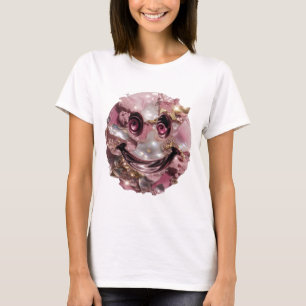 Camiseta Rosto Feliz Prata Moderna Design Moderno