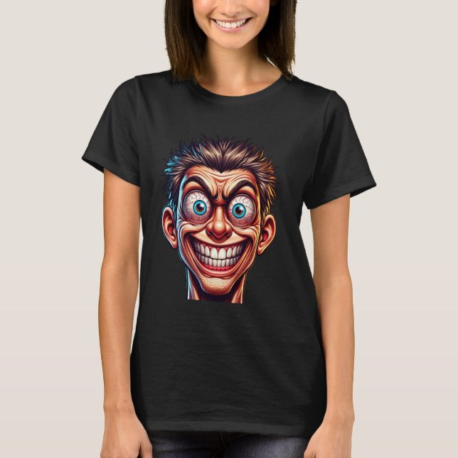 Camiseta Rosto Louco Com Olhos Selvagens Nsfw Comic Expr (Frente)