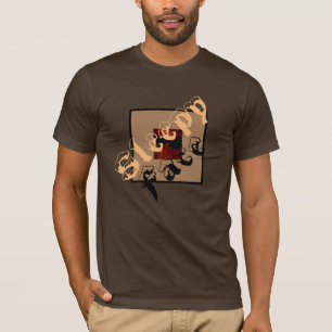 Camiseta Rosto Sonolento: Camisa-T do Pescoço Marrom