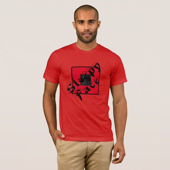 Camiseta Rosto Sonolento: T-Shirt Vermelho Crewneck (Frente Completa)