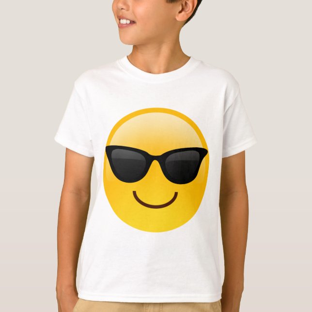 Camiseta Rosto Sorridente Com Óculos De Sol Legal Emoji (Frente)