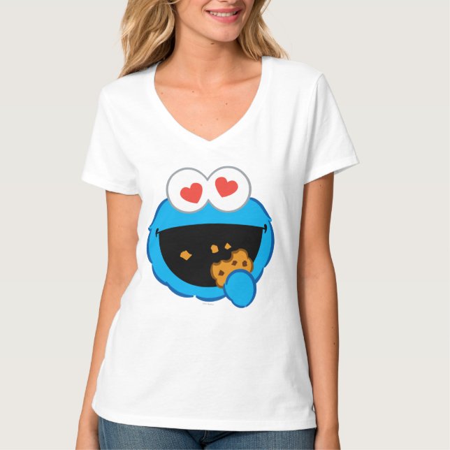 Camiseta Rosto Sorridente de Biscoito com Olhos em Forma de (Frente)