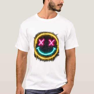 Camiseta Rosto Sorridente de Neon