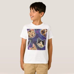 Camiseta Rostos de gato com várias raças e padrões