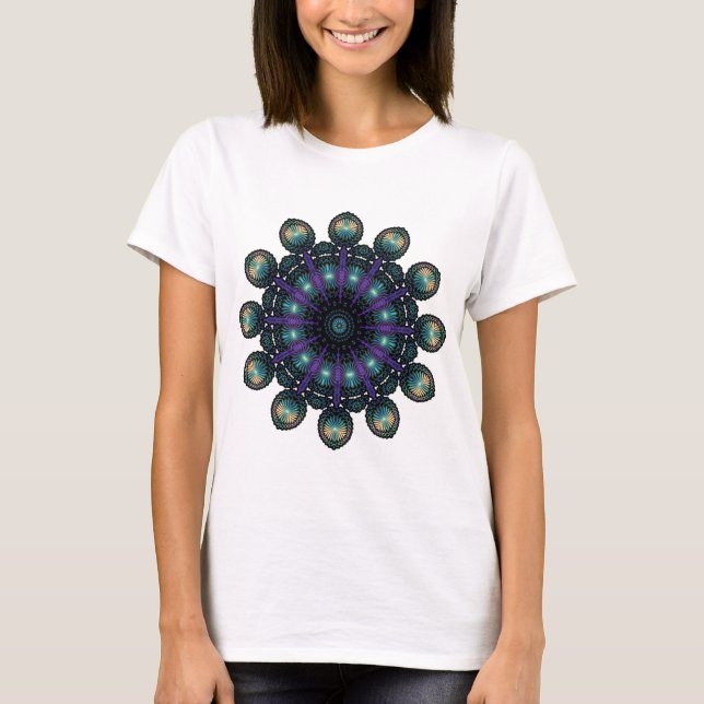 Camiseta Rostos de Relógio - Fractal de Apofílise (Frente)
