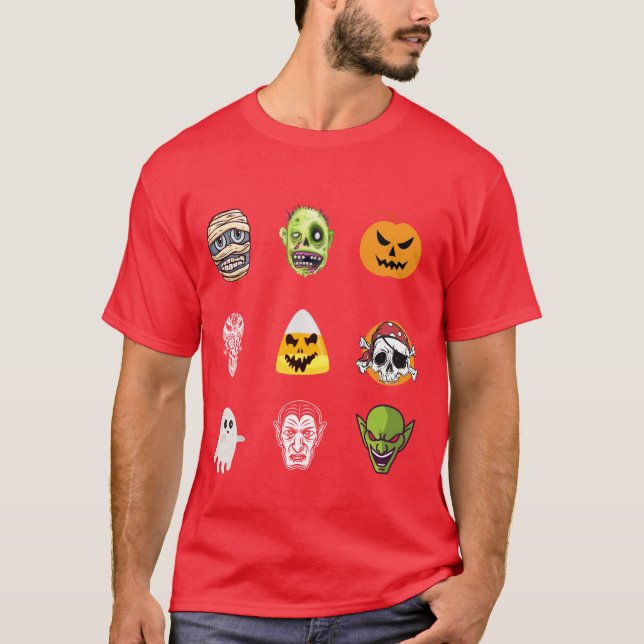 Camiseta Rostos Engraçados Zombie Mummy Engraçado Pirata Ha (Frente)