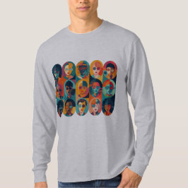Camiseta Rostos negros e coloridos celebrando a individuali