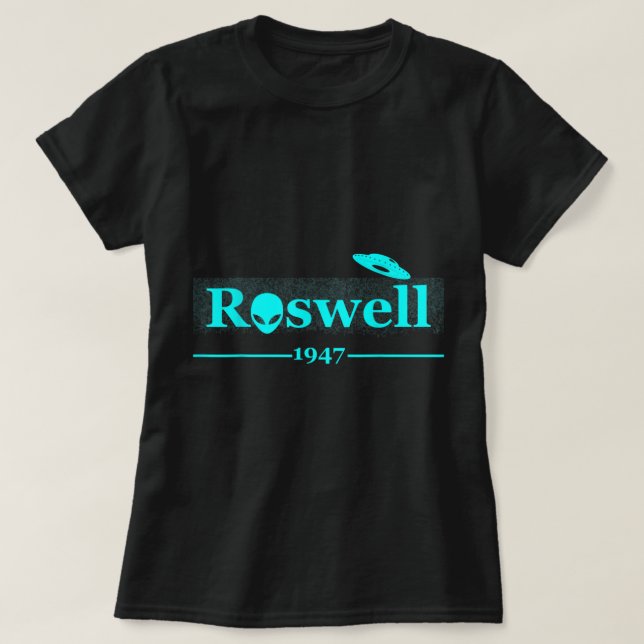 Camiseta Roswell 1947 OVNI Alienígena Novo México Crê Prese (Frente do Design)