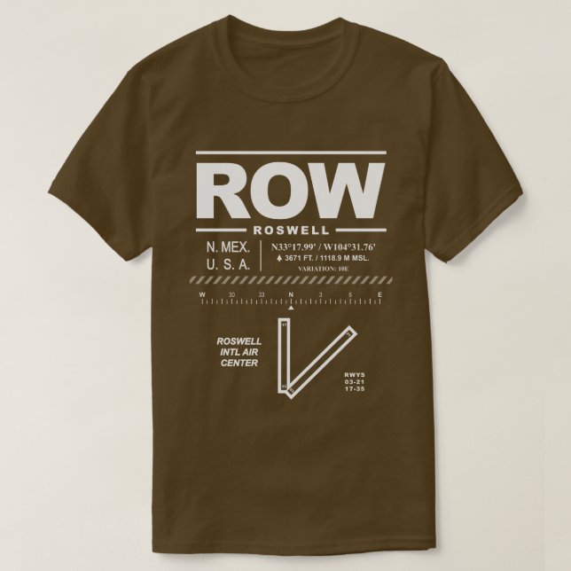 Camiseta Roswell Int'l Air Center Airport ROW T-Shirt (Frente do Design)