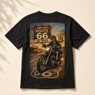 Camiseta Rota 66 100º Aniversário Esqueleto Motoqueiro Estr