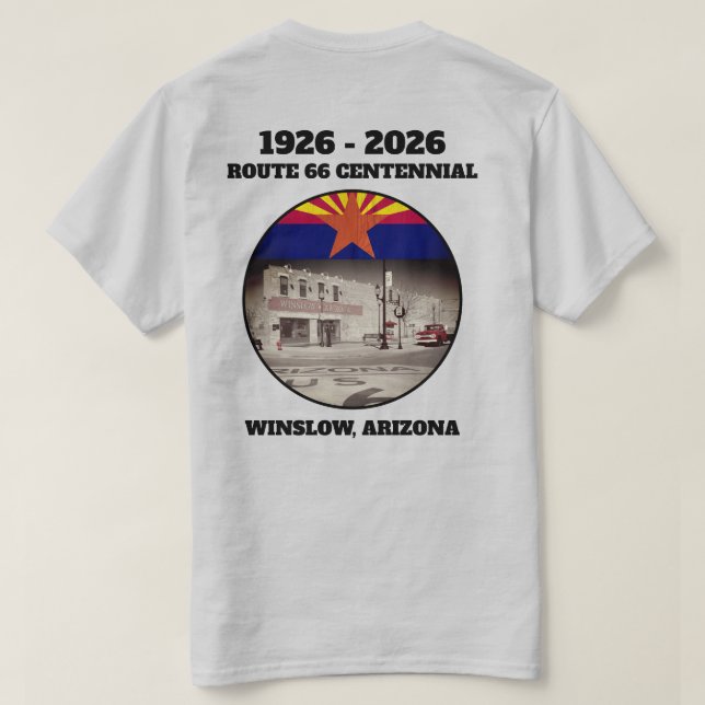Camiseta Rota 66 Centenário Arizona Winslow Traseira (Verso do Design)
