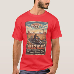Camiseta Rota 66 Estradas Sem Fim Motoqueira Viagens Antiga