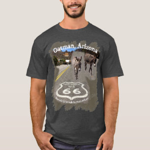 Camiseta Rota 66 Oatman AZ Burros Na Rua Desenho de Fundo