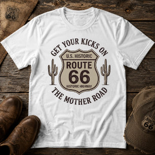 Camiseta Rota 66 Vintage A Estrada Mãe Viagens pelo Deserto