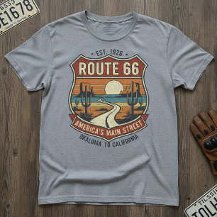 Camiseta Rota 66 Vintage - Retro Oklahoma para Califórnia
