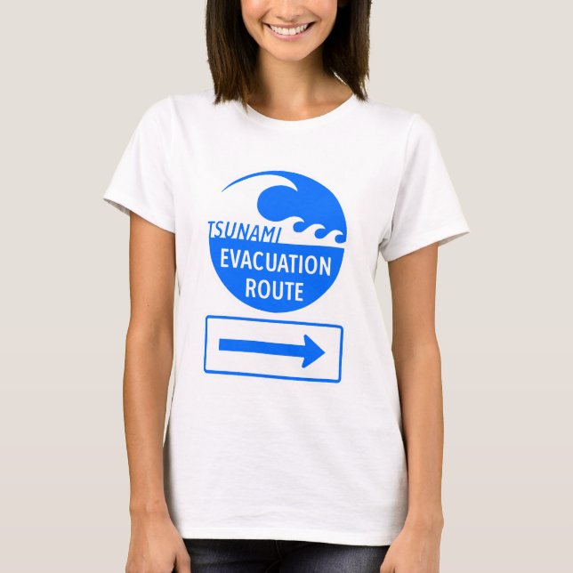 Camiseta Rota de Evacuação de Tsunami (Frente)