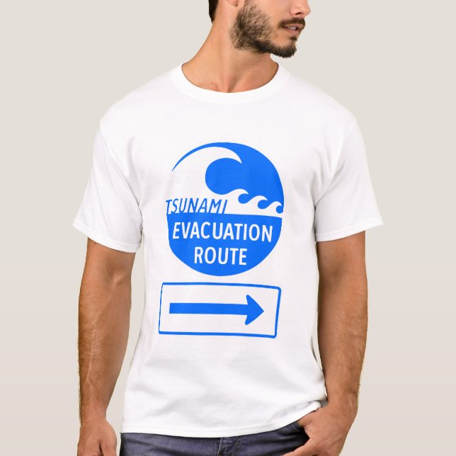 Camiseta Rota de Evacuação de Tsunami (Frente)