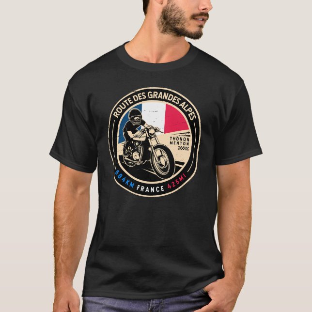 Camiseta Rota de Grandes Alpes | França | Motociclos (Frente)