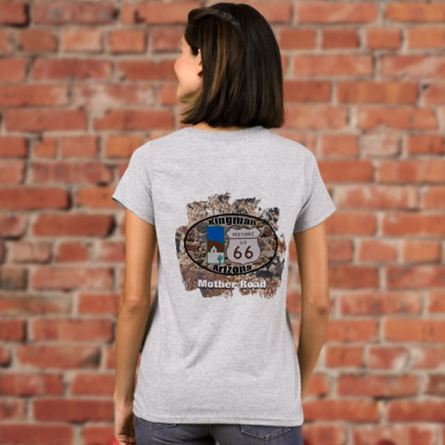 Camiseta Rota Histórica 66 ~ Kingman, Arizona (A nostalgic reminder of Arizona's segment of Route 66 on a rusty patina for the car buff. )