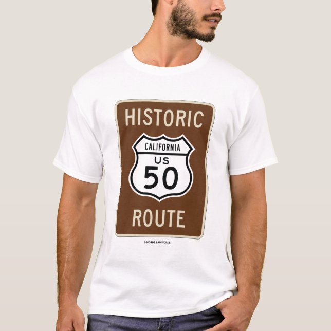 Camiseta Rota histórica de Califórnia E.U. 50 (sinal) (Frente)