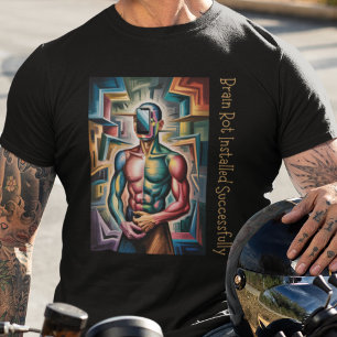 Camiseta Rotação Cubista do Cérebro Humor Abstrato Rizz