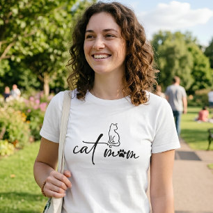 Camiseta Roteiro de Mãe de Gato Minimalista com Impressão d