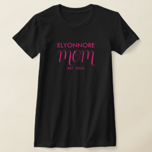 Camiseta Roteiro Rosa Estabelecido Mãe Nome Personalizado B