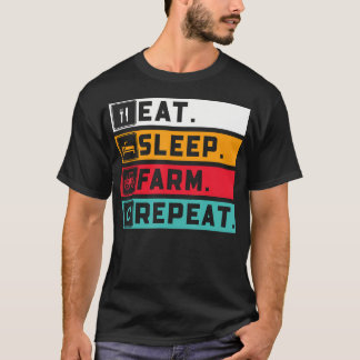 Camiseta Rotina de Agricultor Humor Comer Dormir Agricultur