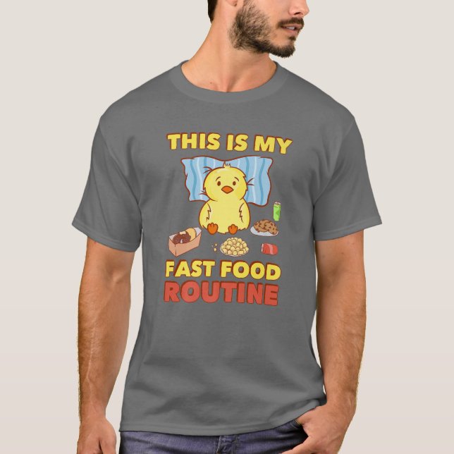 Camiseta Rotina de Comida Rápida - Anime Kawaii Cute - Chic (Frente)