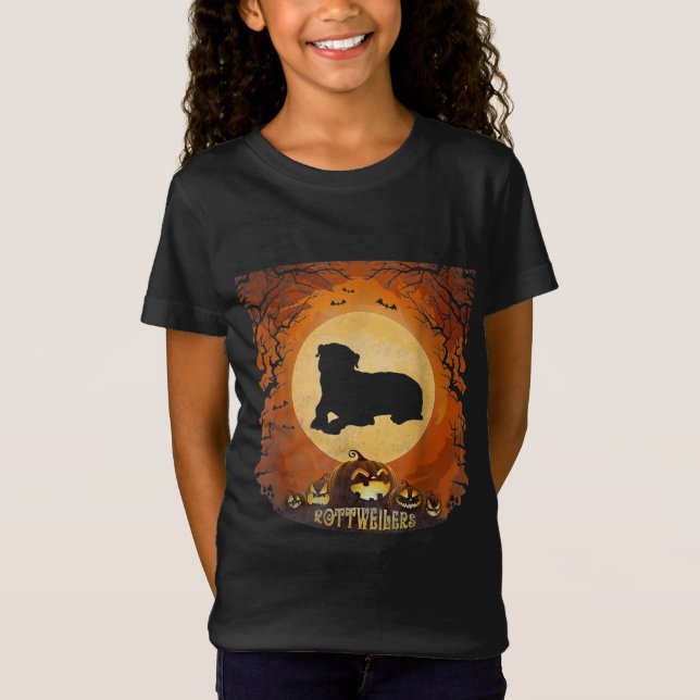 Camiseta Rotitweilers de Lua Cheia Silhoueen Animal Hallowe (Frente)