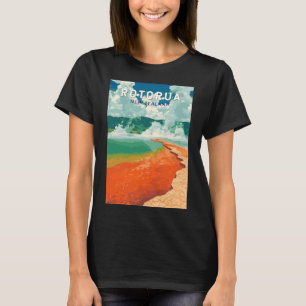 Camiseta Rotorua Nova Zelândia Ilustração Arte Viagem Retro