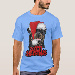 Camiseta Rotti Christmas Rottweiler com chapéu de Natal