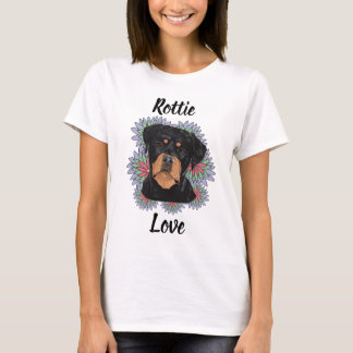 Camiseta Rottie Love T-Shirt – Whimsical Rottweiler Art