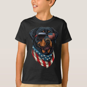 Camiseta Rottweiler 4º De Julho Gles De Bandeiras Americana